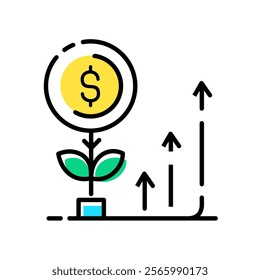 Line icon graph. data, bars and economic growth elements for business infographics. visualization of data statistics and analytics. isolated on white background. vector illustration