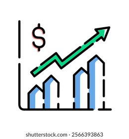 Line icon graph. data, bars and economic growth elements for business infographics. visualization of data statistics and analytics. isolated on white background. vector illustration