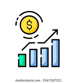Line icon graph. data, bars and economic growth elements for business infographics. visualization of data statistics and analytics. isolated on white background. vector illustration