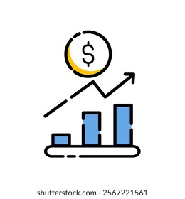 Line icon graph. data, bars and economic growth elements for business infographics. visualization of data statistics and analytics. isolated on white background. vector illustration