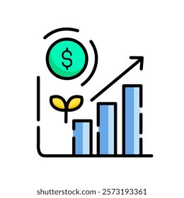 Line icon graph. data, bars and economic growth elements for business infographics. visualization of data statistics and analytics. isolated on white background. vector illustration