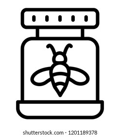 A line icon graphic of bee honey in jar
