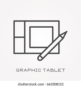 Line icon graphic tablet