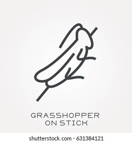 Line icon grasshopper on stick