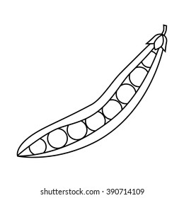 Line icon green peas with leaf. Vector illustration.