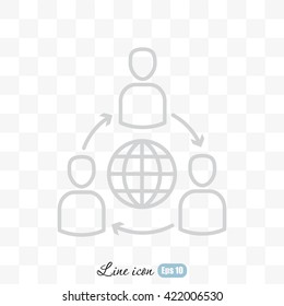 Line icon- Group of  People Around the World