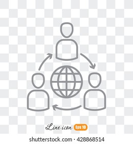 Line icon- Group of  People Around the World