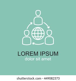 Line icon- Group of  People Around the World