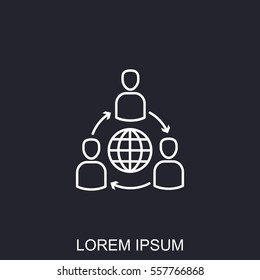 Line icon- Group of  People Around the World