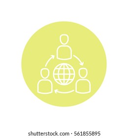 Line icon- Group of  People Around the World
