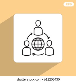 Line icon- Group of  People Around the World