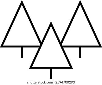  Line icon of grouped pine trees symbolizing woodland, forestry, and nature conservation with transparent background.