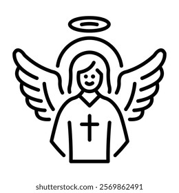 A line icon of guardian angel 