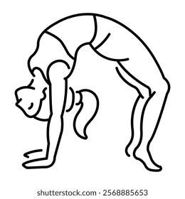 A line icon of gymnastic woman doing backend exercise 