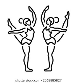 A line icon of gymnastic women 