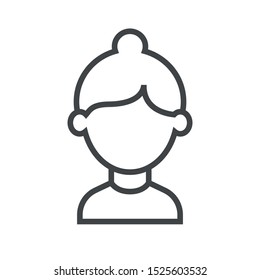 Line icon hair in bun. Simple vector illustration with ability to change.