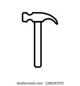 Line icon hammer, logo on white background