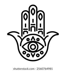 A line icon of hamsa hand symbol 