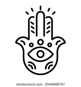 A line icon of hamsa tattoo