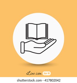 Line icon- Hand and book