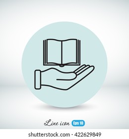 Line icon- Hand and book