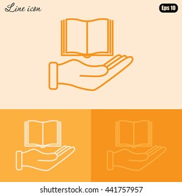Line icon- Hand and book