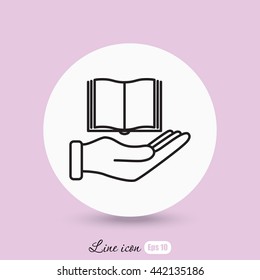 Line icon- Hand and book