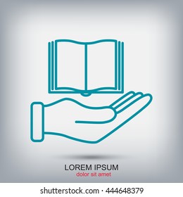 Line icon- Hand and book