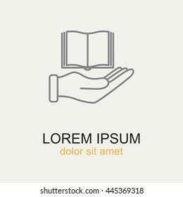 Line icon- Hand and book