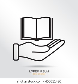 Line icon- Hand and book