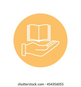 Line icon- Hand and book
