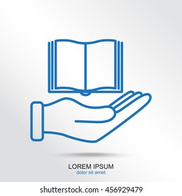 Line icon- Hand and book
