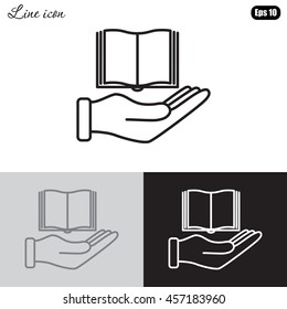 Line icon- Hand and book