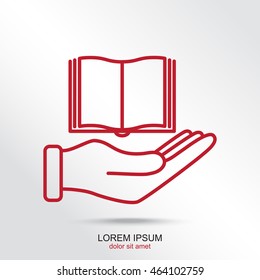 Line icon- Hand and book