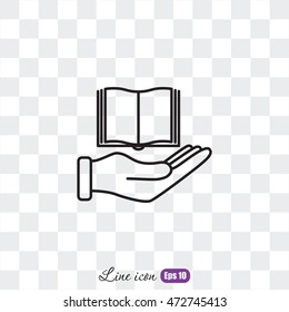 Line icon- Hand and book