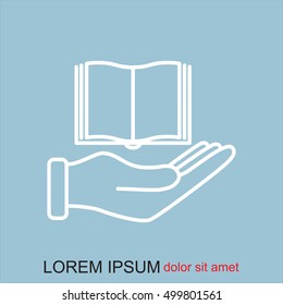 Line icon- Hand and book