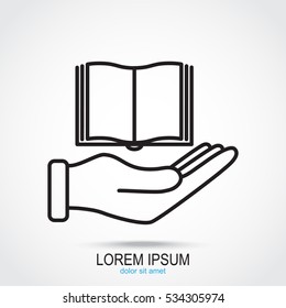 Line icon- Hand and book