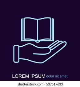 Line icon- Hand and book