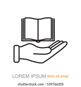 Line icon- Hand and book
