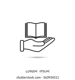 Line icon- Hand and book