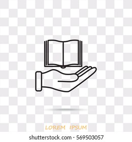Line icon- Hand and book