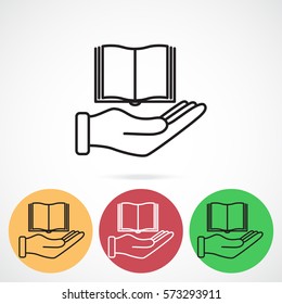 Line icon- Hand and book