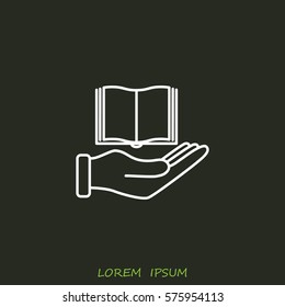 Line icon- Hand and book