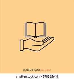 Line icon- Hand and book