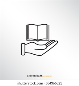 Line icon- Hand and book