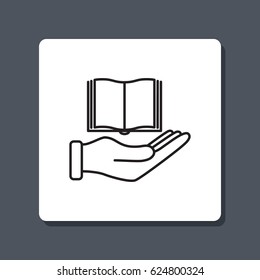 Line icon- Hand and book