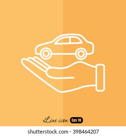 Line icon- hand and car