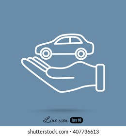 Line icon- hand and car