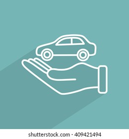 Line icon- hand and car