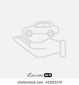 Line icon- hand and car